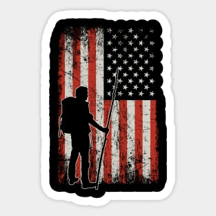 USA Flag Hiking Sticker